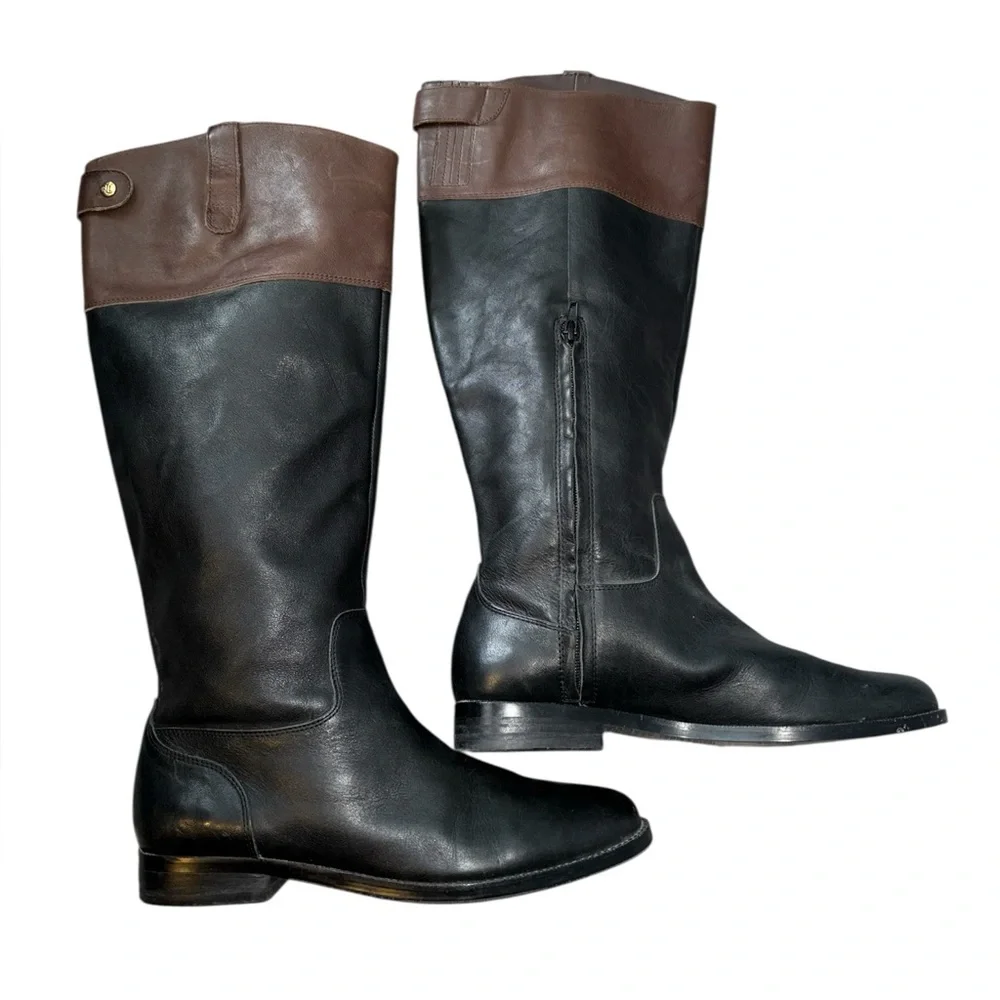 Ralph Lauren two toned rider boots janessa boots
